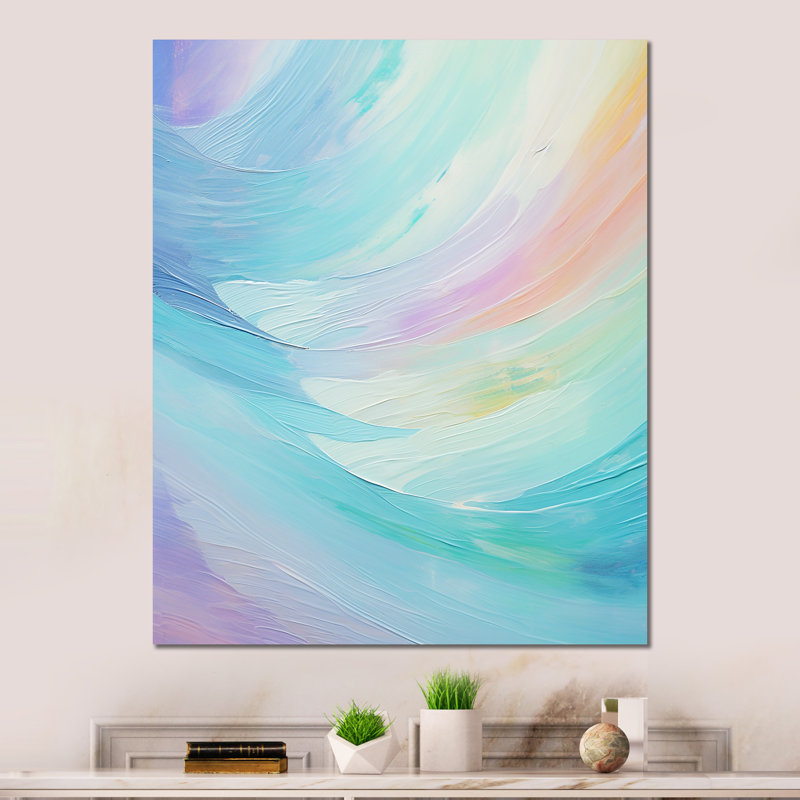 «Soft Cyan Rainbow Whisper» sur, H 20 po x l 12 po x P 1 po