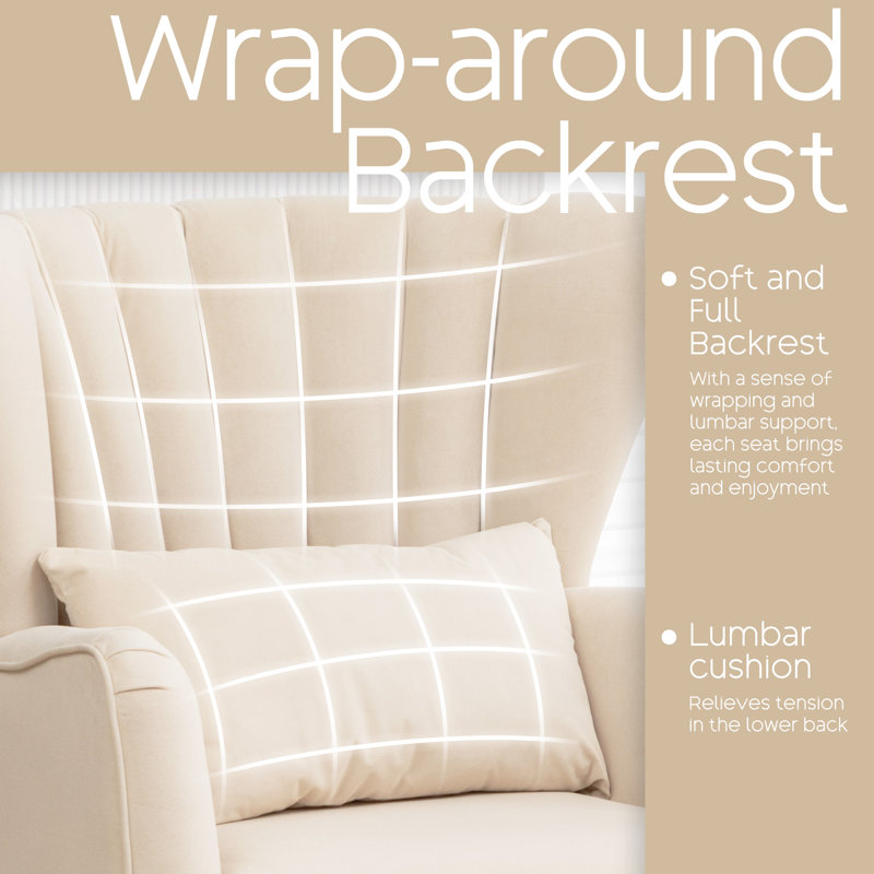 Xai 31.5'' Wide Wingack Vevet Armchir, Beige Velvet