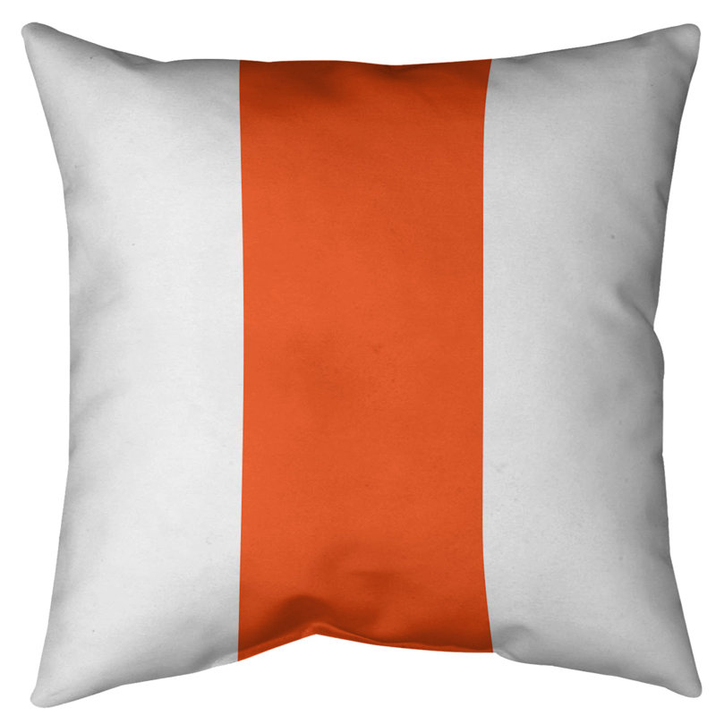 Housse de coussin, 20 po x 20 po, Blanc / orange, Polyester sergé