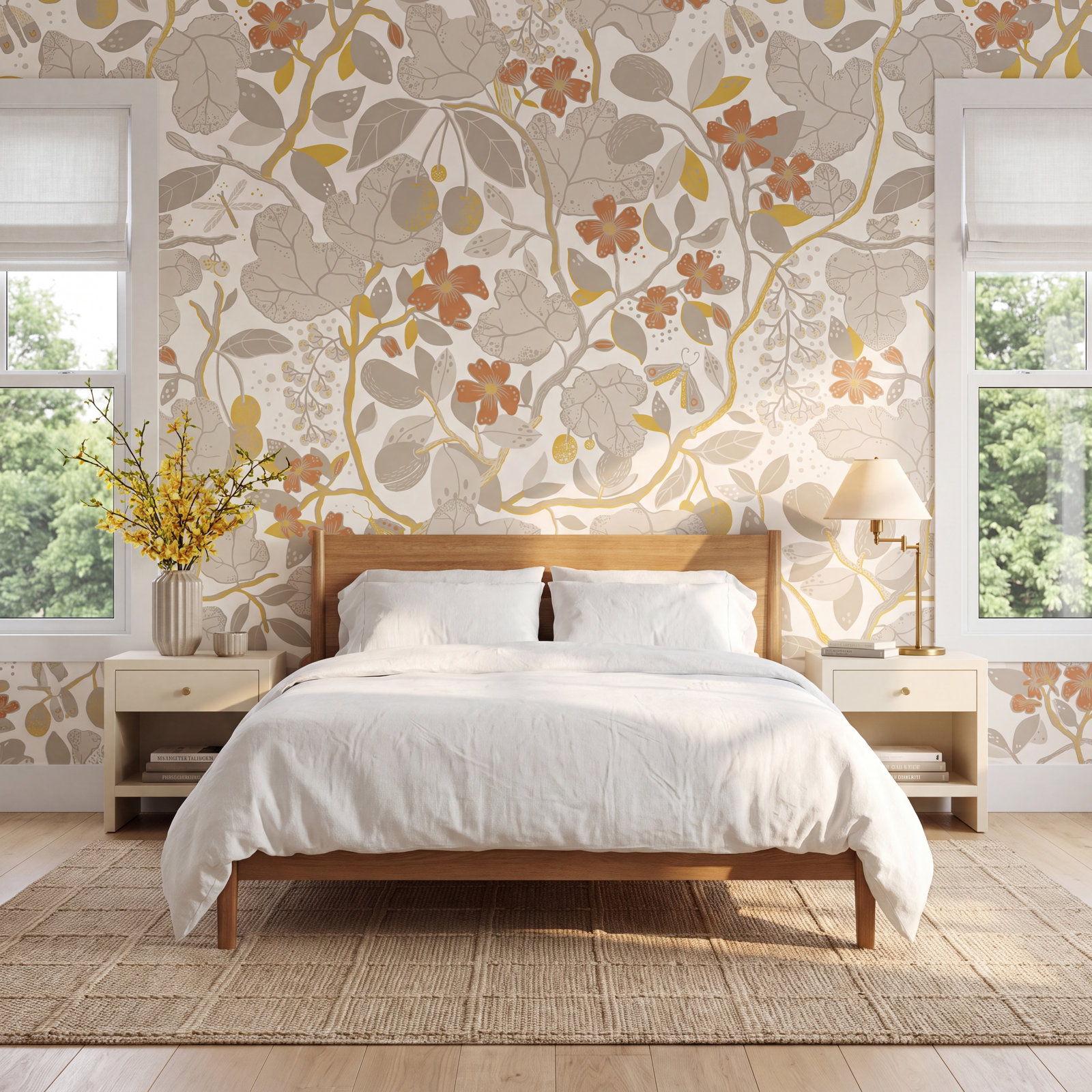 Wesler Floral Wallpaper, Gray