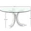 Table de salle à manger de 52 po avec plateau en verre trempé. Style glamour luxueux. Assemblage facile. Convient à 4 à 6 personnes. Argent. + Table ronde. Conception. Prises