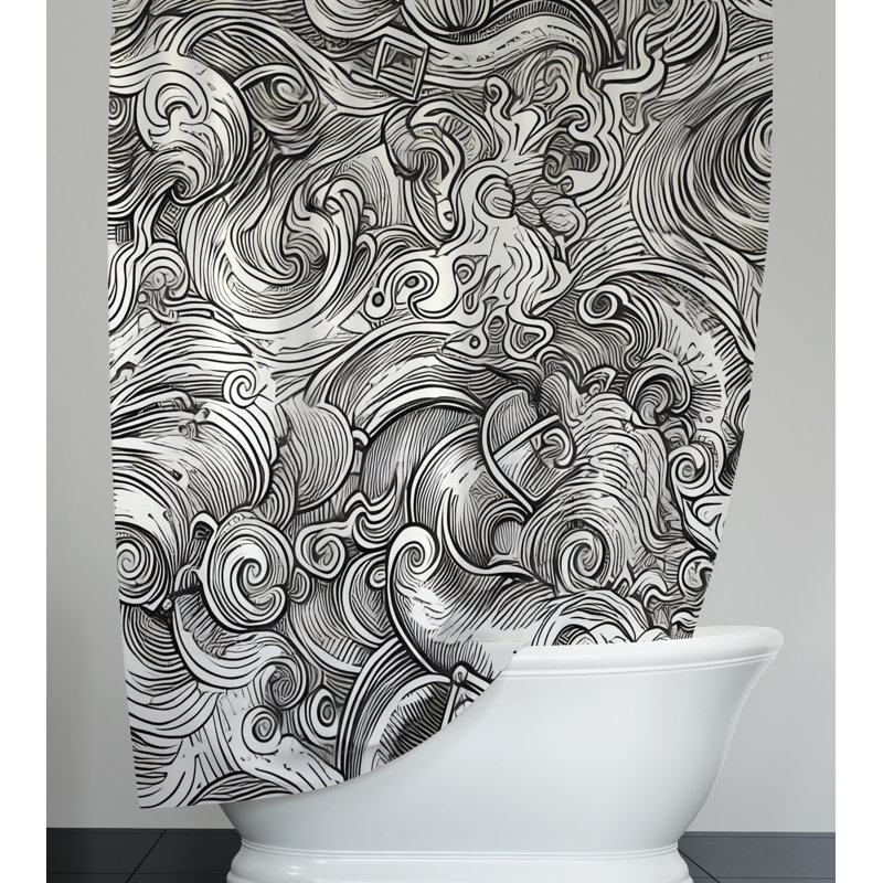 Aricka Geometric Shower Curtain, 72" H x 70" W