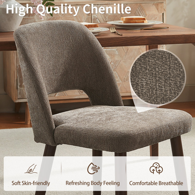  Upholstered Dining Side Chairs with Wood Legs Set Of 4, Brown