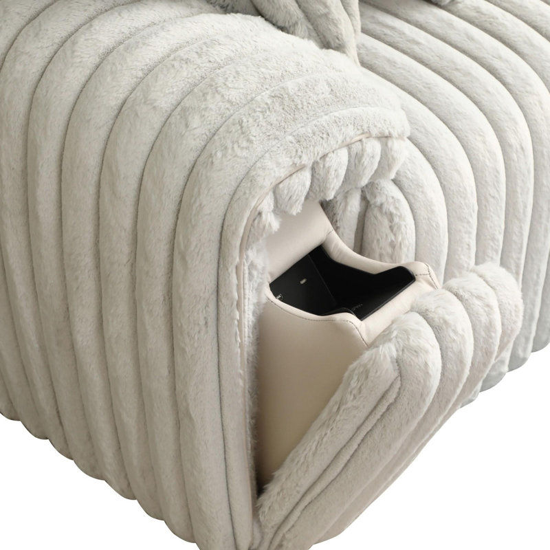 Canapé en velours côtelé Power Motion avec couchette et port USB