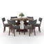 Table de salle à manger ronde 47,24 po en bois aggloméré avec chaises en lin tissé 4/6 po, Farmhousefor Kitchen-2039988608-2039988862-2039988860
