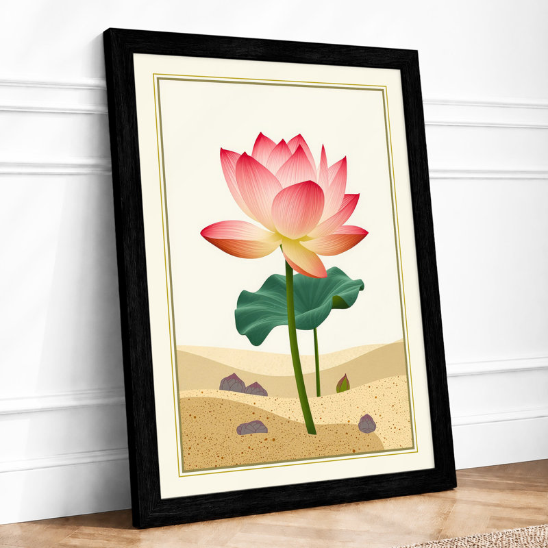 Desert Lotus Botanical - Framed Print, A4 - 29.7 x 21.0 cm, Black