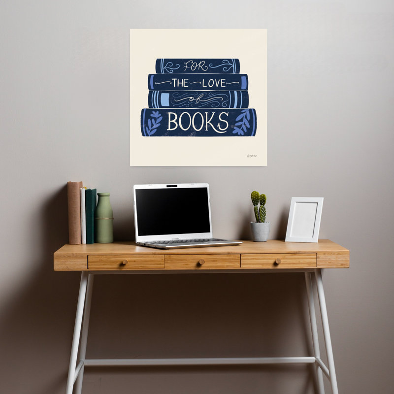 Art contemporain bleu livresque avec livre bleu, H 18 po x l 18 po
