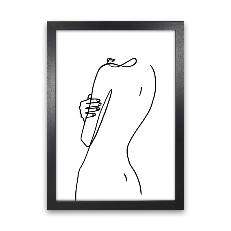 Female Hiding Back Pose - Print, 46cm H x 34cm W x 3cm D, Black Frame