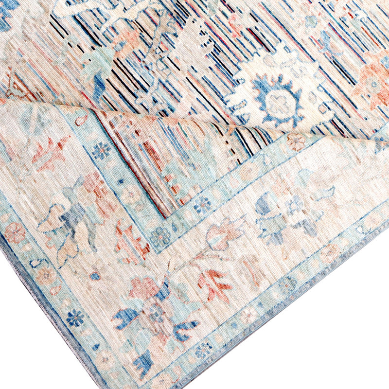 Hand Knotted Wool Area Rug in Silver
