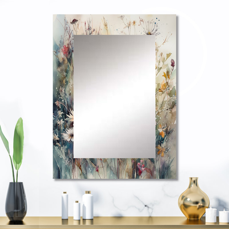 Orange vert marguerite tranquillité - miroir décoratif marguerite, miroir mural traditionnel, impression d'art en métal