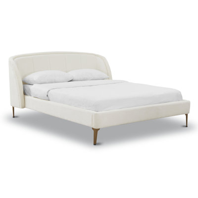 Hestia Chenille Queen Bed in Mello White