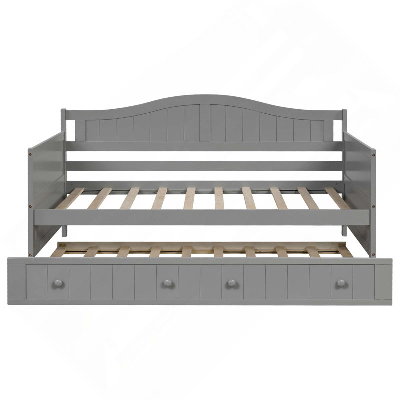 Lit de jour en bois avec lit gigogne, canapé-lit pour le salon de la chambre à coucher, Gris