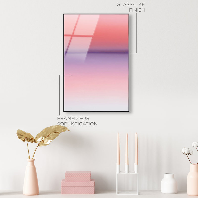 Peach Coastline II Print by Oliver Gal, 46"H x 31"W, Black Floater Frame