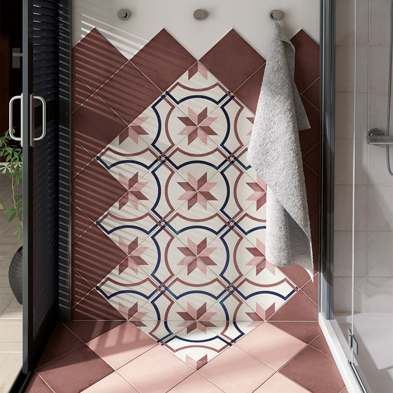 Seville Art 8" x 8" Patterned Porcelain Floor and Wall Tile, Embassy Color