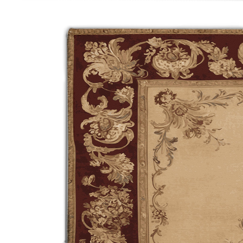 Tapis d'intérieur et d'extérieur brun français, Rectangle 4pi x 6 pi
