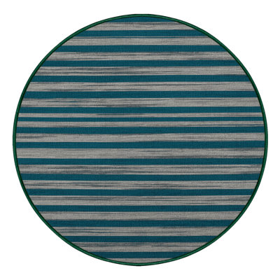 Machine Washable Horizontal Stripes Green Area Rug