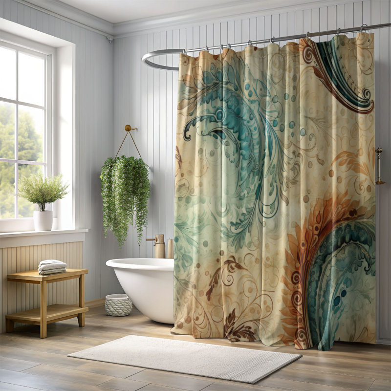 Rideau de douche Antique Paisley, H 74 po x l 71 po