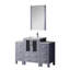Meuble-lavabo gris foncé avec armoires latérales, ensemble de robinets, comptoir en céramique blanche et Miroir