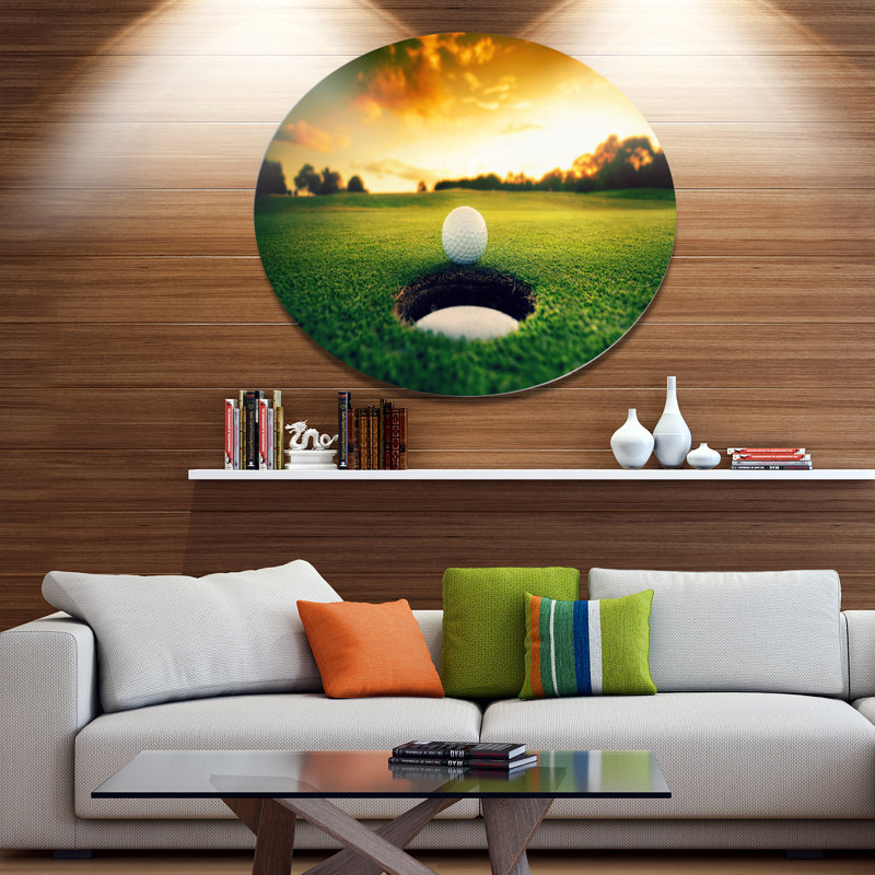 " Golf Ball Near Hole ", 23" H x 23" W