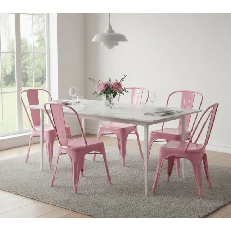 Chaise sans accoudoirs Agatha, Rose clair