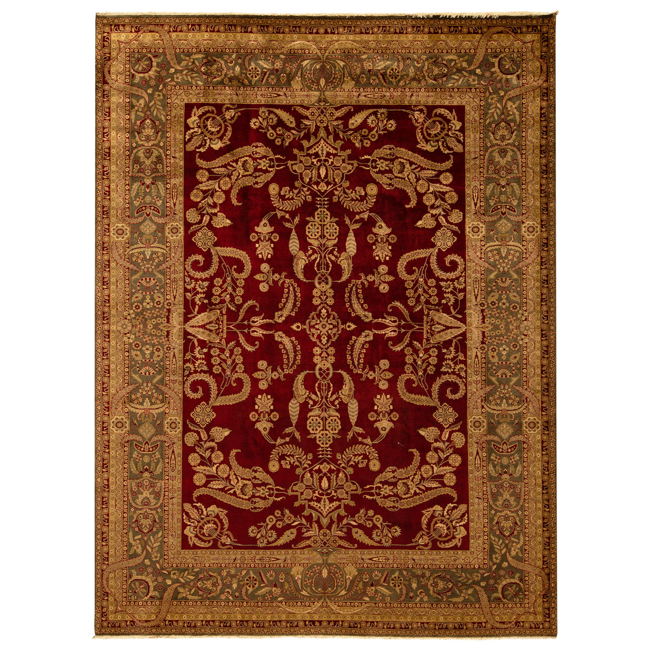Bokara Rug Co., Inc. High-Quality Hand-Knotted Wine And Green Area Rug ...