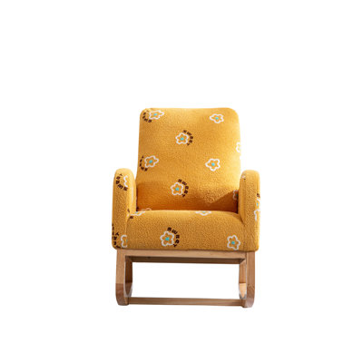 Comfortable Rocking Chair For Relaxation Boucle Fabric Mid Century Style Ideal For Nursery And Living Room
