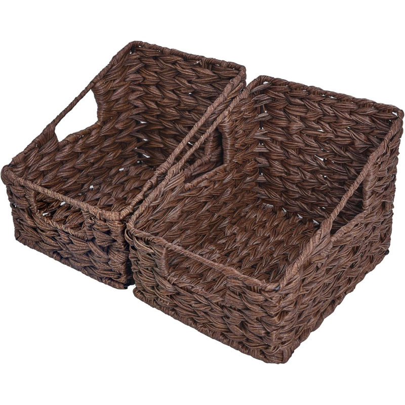 Paniers de rangement en osier, panier en osier imperméable avec poignées, bacs de rangement tissés trapézoïdaux pour l'organisation, panier en osier décoratif, paquet de 2