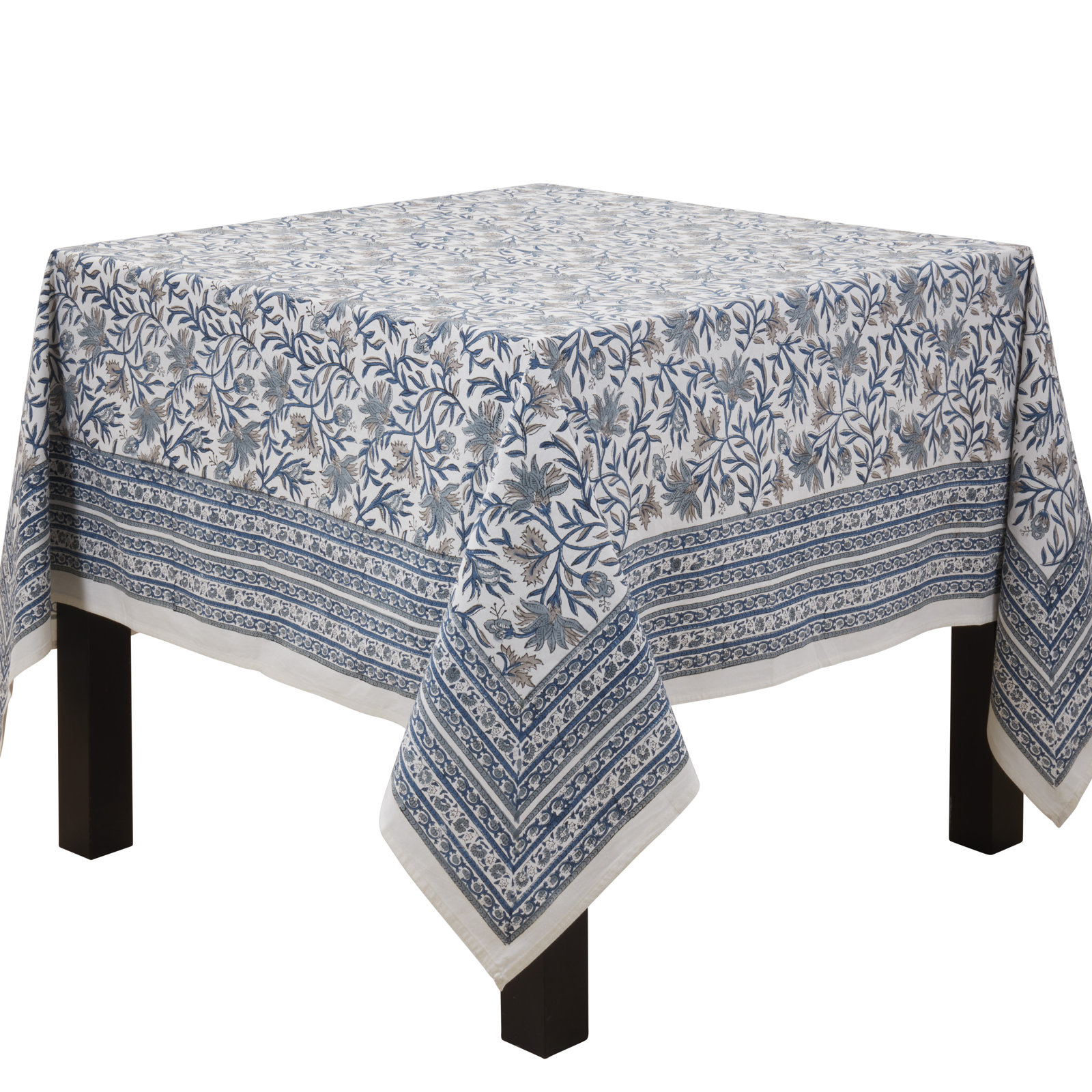 70" Cotton Floral Tablecloth, 60"x60"