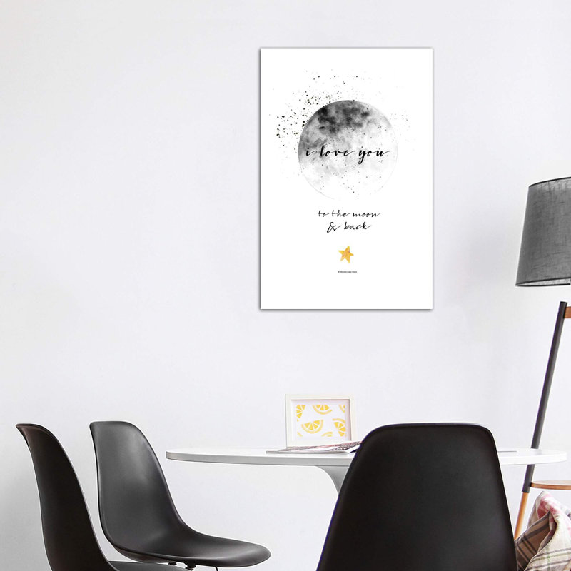 «Moon and Back» par Mercedes Lopez Charro - reproduction d'art textuel, Toile tendue, H 48 po x l 32 po x P 1,5 po