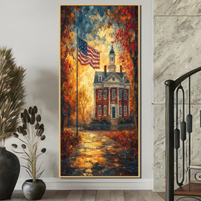 Dultach American Flags Waving Outside Independence Hall - Usa Patriotist Wall Art