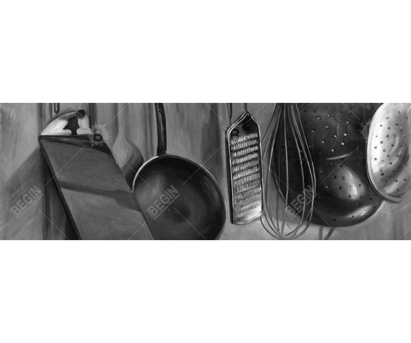 «Hyperrealist Kitchen Print - Chef Tools», reproduction d'art encadrée