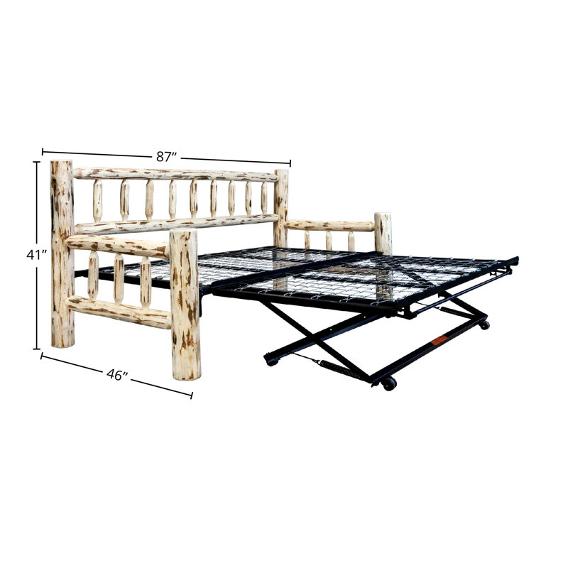 Rustic Pine Twin Daybed with Slat Headboard and King Trundle