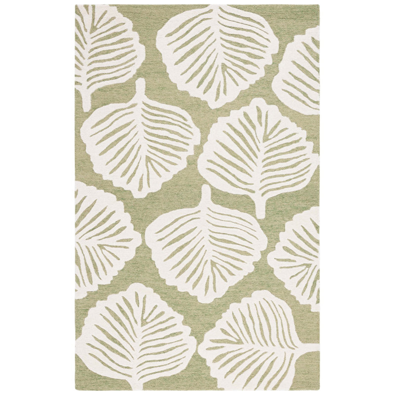 Tapis floral en coton touffeté à la main Meranda Blossom, Rectangle 6 pi x 9 pi