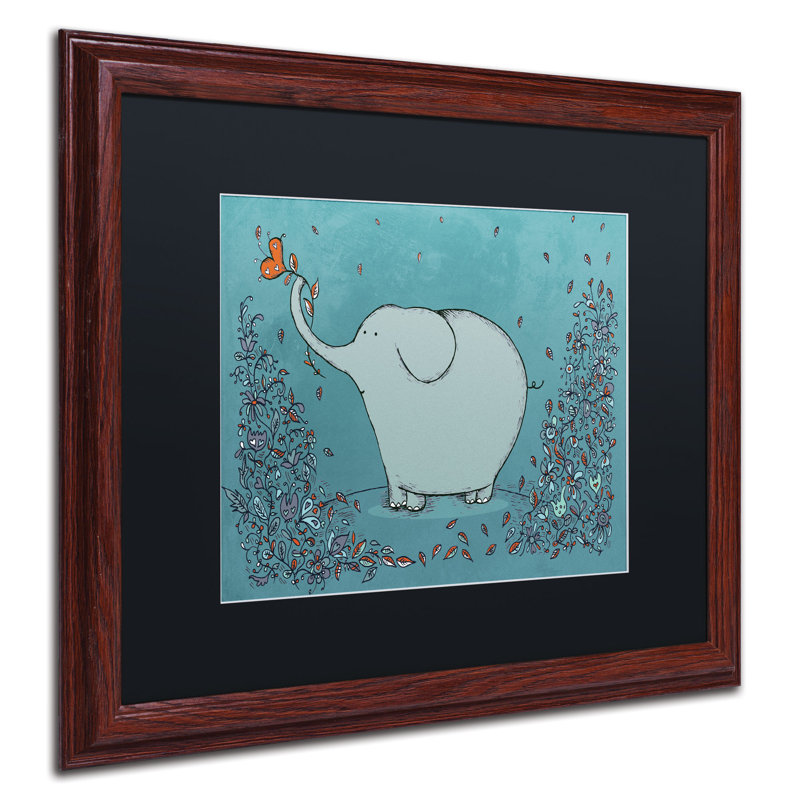 « jardin éléphant » par carla martell, art encadré, Noir, H 16 po x l 20 po