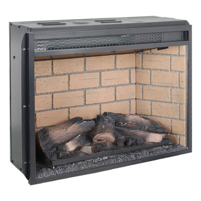 23 Inch Infrared Quartz Heater Fireplace - Woodlog Version Brick Design. 1500W Heat Generation. 5000 Per Hour. Realistic Flame Effect. 4 Adjustable Brightness Levels. /Ul . Double Measures. Energy