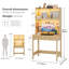 Bureau d'ordinateur moderne avec huche, éclairage à DEL tricolore et organisateur de panneau perforé - Bureau d'étude avec tiroir et tablettes de rangement-1970880934