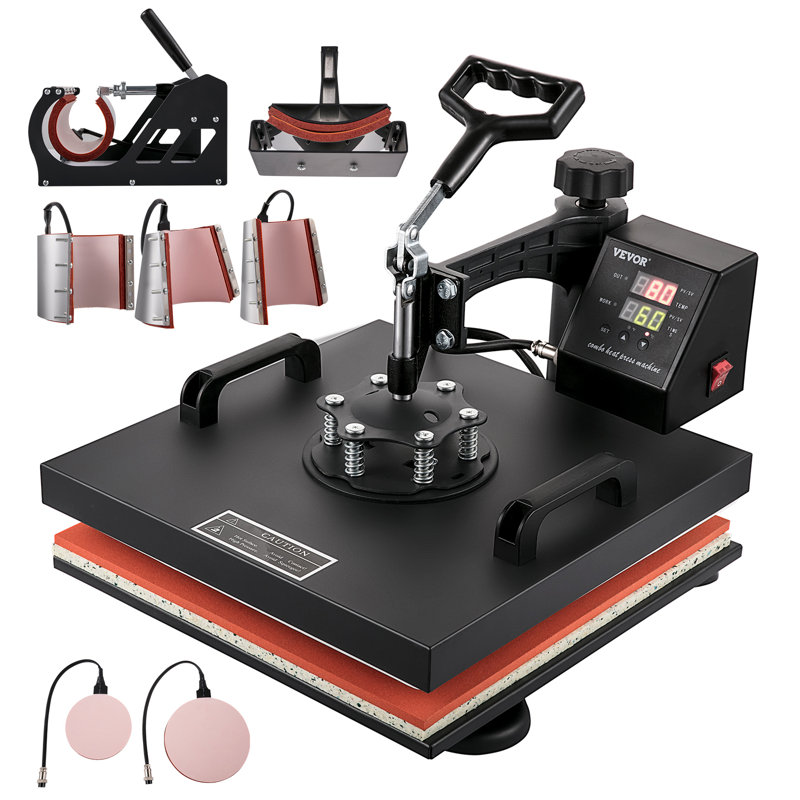 Machine à presser la chaleur 15 x 15 pouces 8 pièces 1050 W numérique multifonctionnel