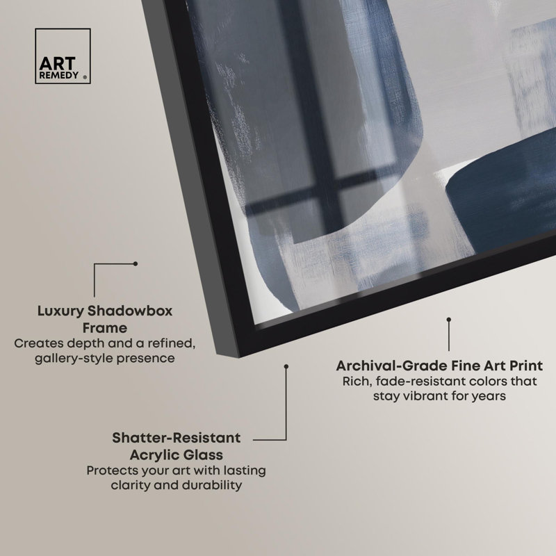 Décoration murale moderne Oceanic Forms II Shadowbox Print par Art Remedy, H 21 po x l 17 po, Noir