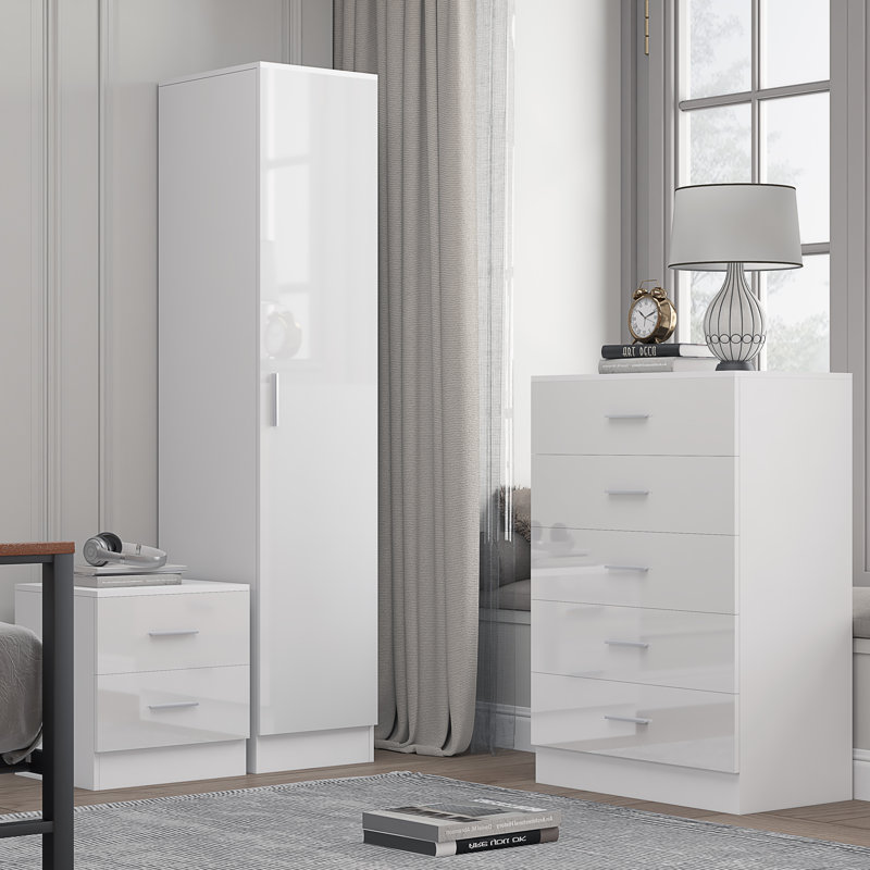 Eva Piece Bedroom Set, White Gloss / Matt White