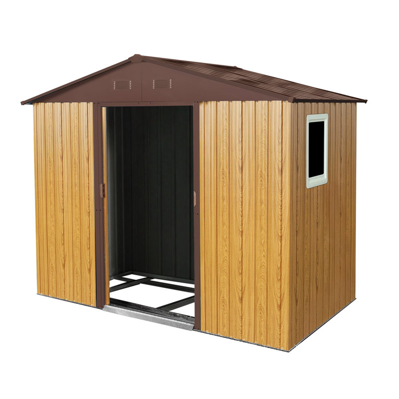 Remise de rangement extérieure en métal 8 pi x 4 pi avec fenêtre et fondation, 51.75" H x 93" W x 74.75" D, Noir