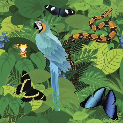 Animals In Rainforest by Ekolara - Wrapped Canvas Print