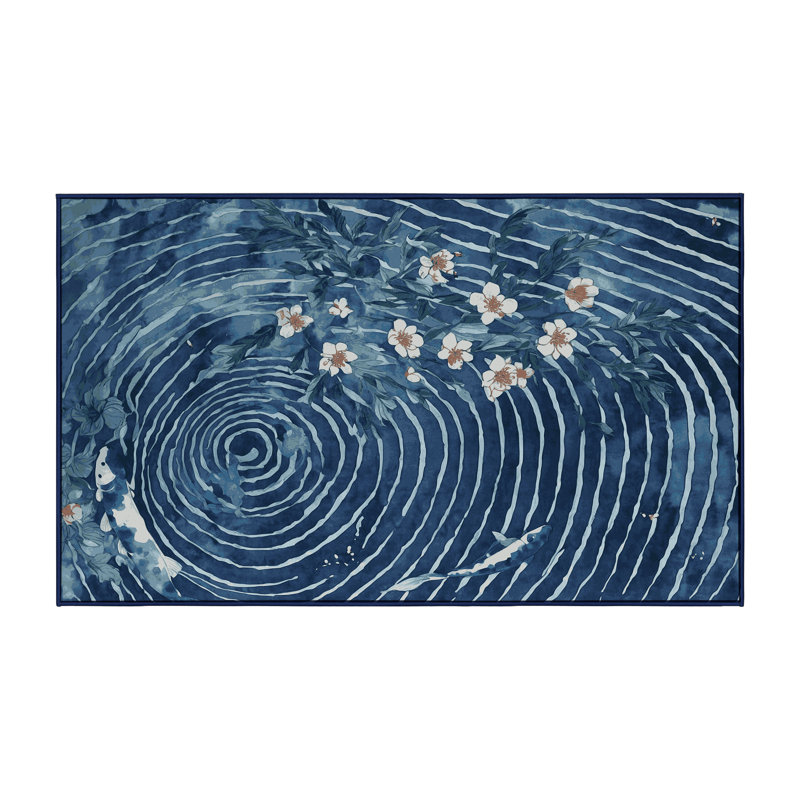 Machine Washable Blue Area Rug, Rectangle 8' x 10'