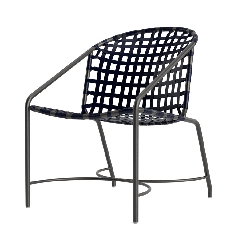 Kantan Outdoor Lounge Chair, Textured Pewter/Marine Vinyl Lace