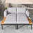 55" Wide Metal Double Outdoor Chaise Lounge With Cushions-199413896-199413897