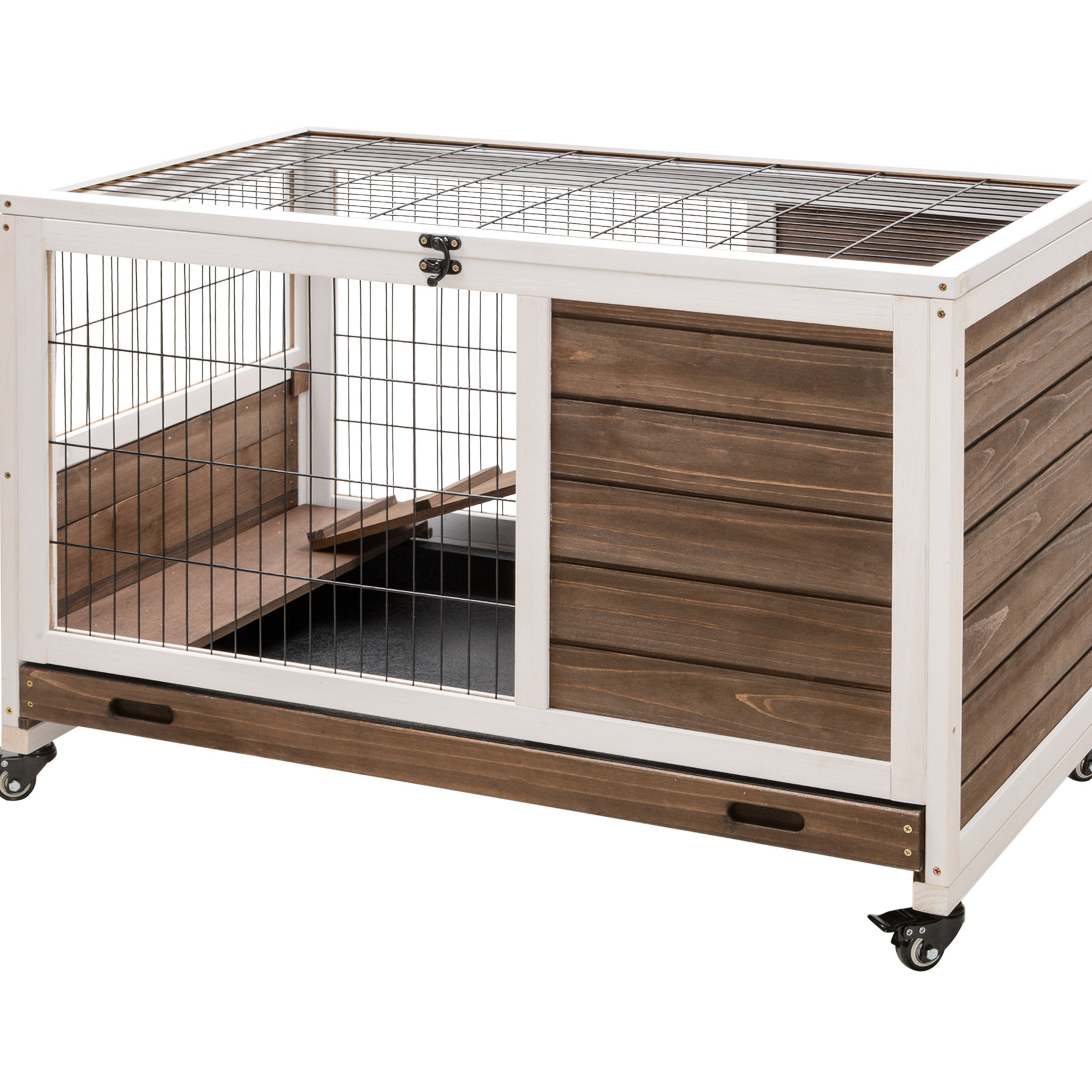 Tucker Murphy Pet™ Brown Wooden Rabbit , With Wheels And Roof, Small ...