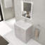 Meuble-lavabo autoportant avec lavabo en résine blanche et portes d'armoire à fermeture en douceur-1146566620
