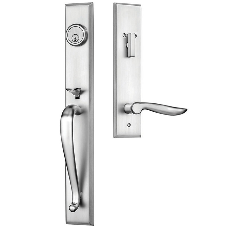 Ensemble de poignées de qualité supérieure avec pêne dormant cylindrique simple, levier de porte et rosette, Nickel brossé