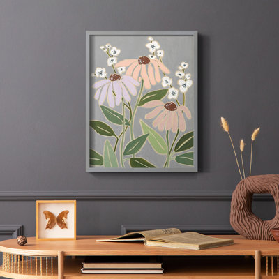 Woodblock Floral I Framed Print - Solid Wood