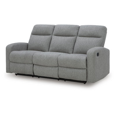 Lete Manual Recliner Sofa, 3 Seater, Foam Fill Gray Polyester 76 Inch