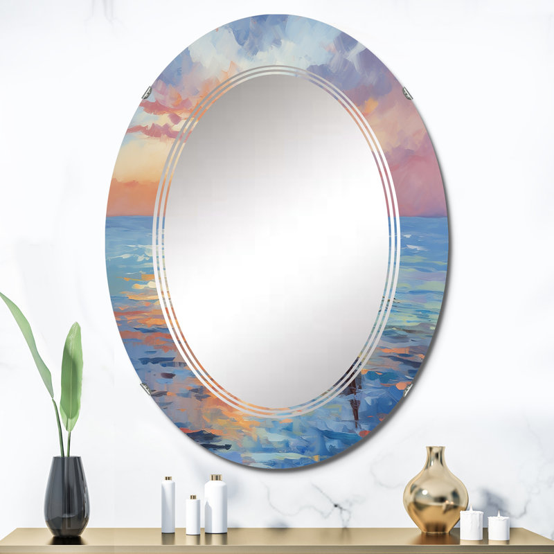 Gauche - Miroir mural moderne ovale, 36 po x 24 po